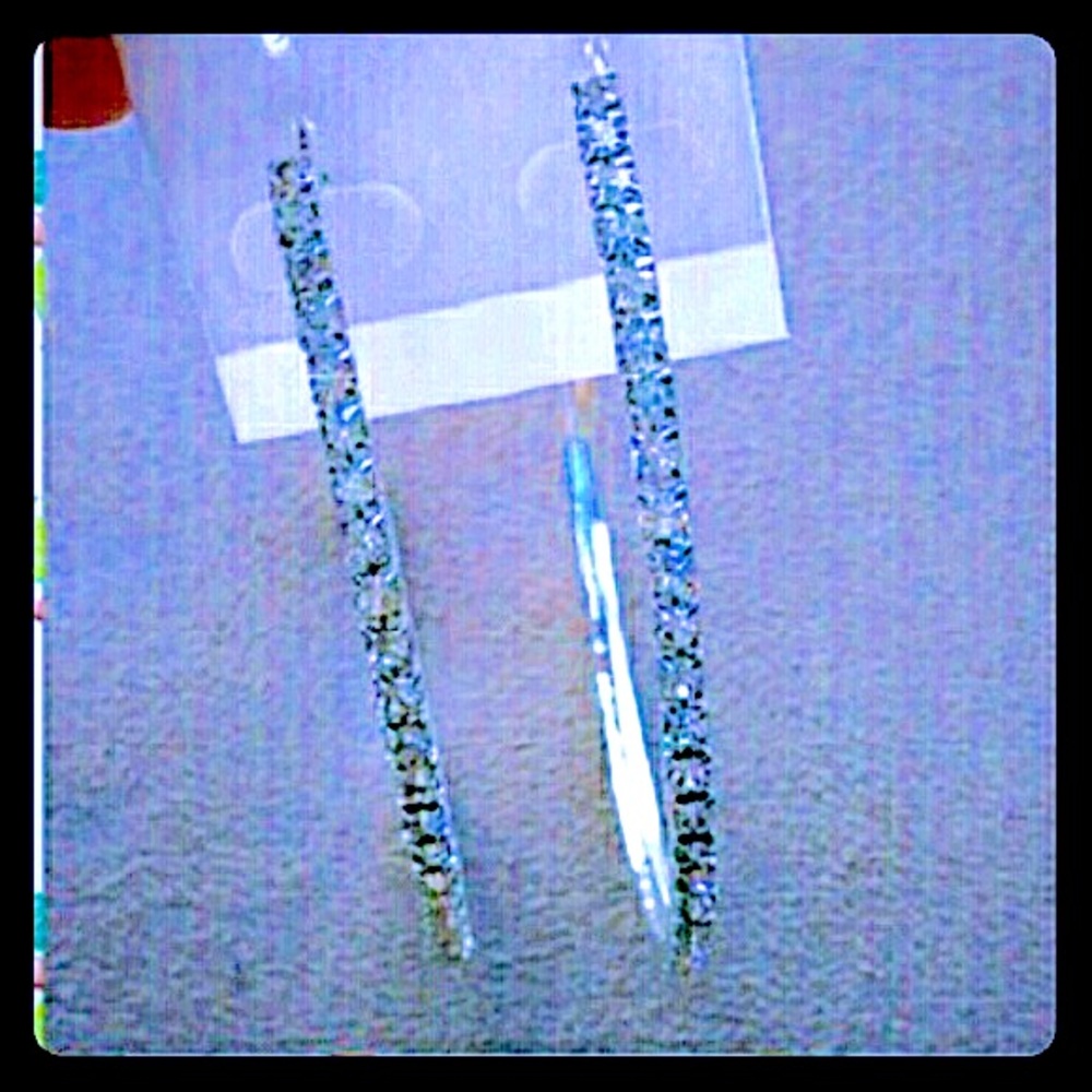 Brand new bling silver tone hoops
